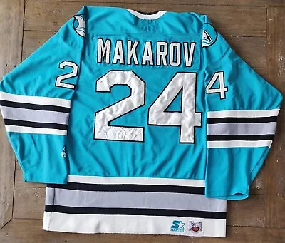 Vintage Starter San Jose Sharks Sergei Makarov #24 Official NHL Jersey Adult XL • $107