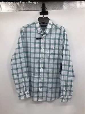 Men's Nautica White And Green Plaid Long Sleeve Button Up Shirt Size Medium NWT • $7.67