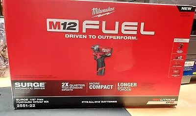 Milwaukee (2551-22) M12 FUEL SURGE 1/4  Hex Hydraulic Impact Driver Kit **OB** • $143.99