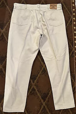 MENS WRANGLER RUGGED WEAR 38X32 REGULAR FIT STR8 LEG Cotton BEIGE JEAN PANTS • $14