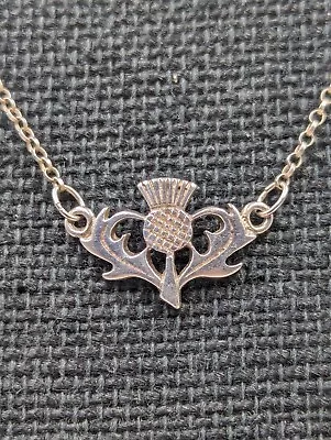 Vintage Sterling Silver Scottish Milk Thistle Flower Symbol 16  925 Necklace  • $39.99