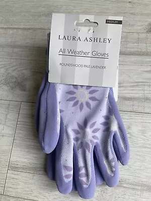 LAURA ASHLEY PAIR OF ALL WEATHER GARDEN GLOVES.Roundswood Pale Levanter Medium • £10.99