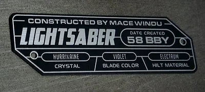 Custom Mace Windu Lightsaber Specifications Data Plate Star Wars Jedi  • $49.66