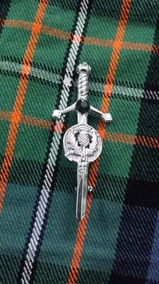 Scottish Thistle Round Kilt Pin Green Stone/Kilt Pins/Highland Kilt Pin Chrome • £4.99