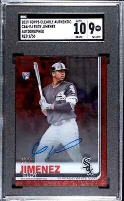 2019 Topps Clearly Authentic Red Parallel Eloy Jimenez Auto RC 50 - SGC 9 • $4.99