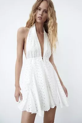 Zara Embroidered  Eyelet Halter Dress Size M (Marilyn Monroe Dress) • $79.95