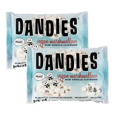 Dandies Mini Vegan Vanilla Marshmallows 200g (Pack Of 2) • $14.99