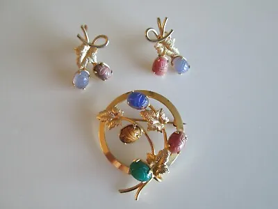 Vintage Goldfilled Scarab Pin & Earrings • $10