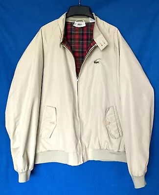 Vintage Izod Lacoste Bomber Jacket ~ Tan Khaki W/ Plaid Lining ~ Full Zip ~ XL • $34.50