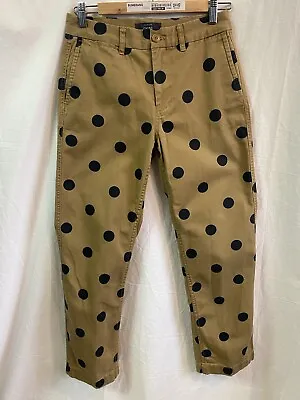 J. CREW Women’s Cotton Khaki Black Polka Dot Boyfriend Chino Pants Size 0 • $24