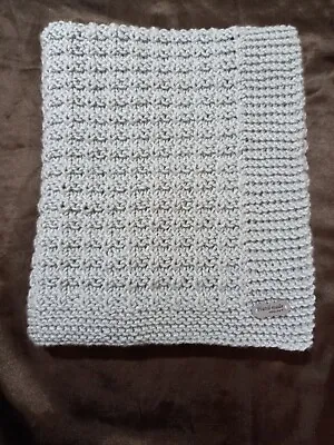 Hand Knitted Silver Grey Baby Blanket • £25