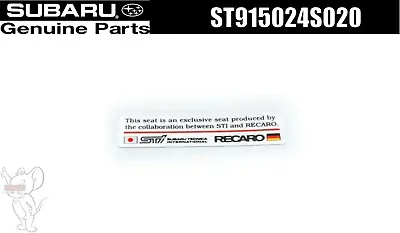 $37.60 • Buy Subaru Impreza WRX STI Genuine Recaro Seat Sticker Emblem ST915024S020 JDM Japan