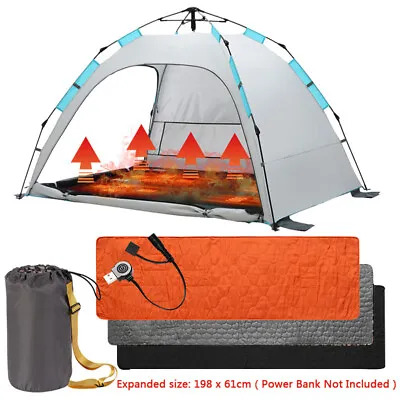 USB Electric Heated Sleeping Bag Liner 5 Heating Zones Travel Camping Sheet Mat • £27.54