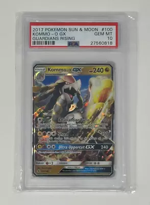 2017 Pokemon Sun & Moon Guardians Rising Kommo-O GX #100 PSA 10 • $45