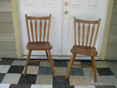 Antique Genuine Cushman Colonial Of Vermont Maple Chairs Set Of 2 (3-70) • $199.99