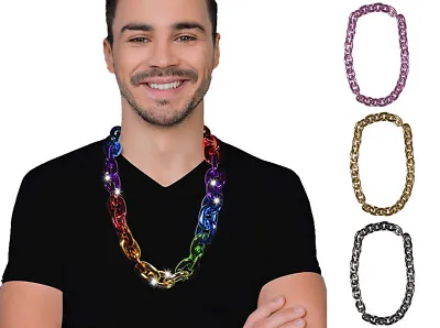 Flashing LED Chunky Chain Gangster Necklace Accessory Jewellery Fancy Dress • £4.95