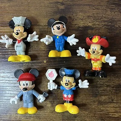 Disney Figures Mickey Mouse Career Bundle Lot Police Fire Man Mechanic Cake Top • $16.44