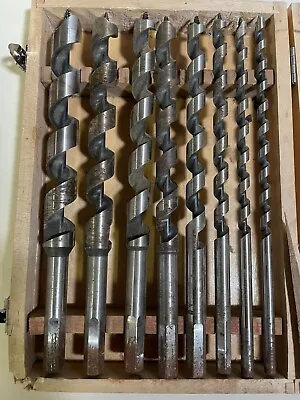 Vintage Wood Auger Drill Bits Set With Wood Box • $34.94