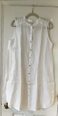 NWT Eileen Fisher White Handkerchief Linen Mandarin Collar Long Shirt Sz L • $74.99