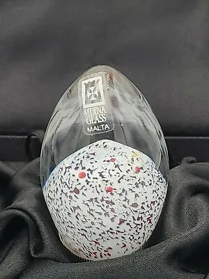 Signed '02 Mdina Studio Art Glass Paperweight White Pink  Dots • $19.97