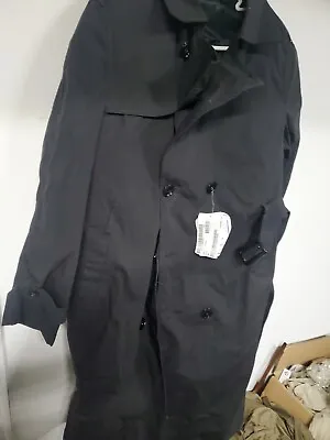 Men's Trench Coat Military Garrison Collection Black With Liner Sz 40 Reg  • $28
