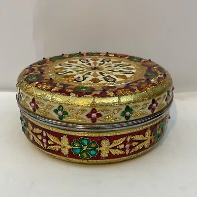 Meenakari Floral Decorative Heavy Steel Trinket Box  • $16