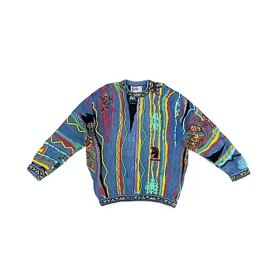 Vintage COOGI Blues Knitted Multicolor Sweater Size XL Made In Australia • $402.32