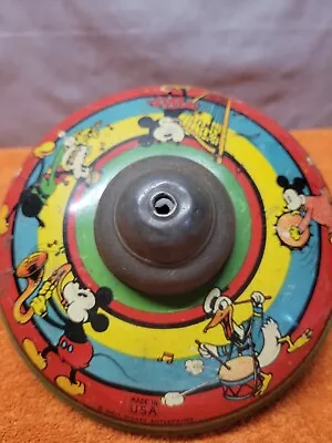 I•Vintage FRITZ BUESCHEL Walt Disney Mickey Mouse Tin Litho Spinning Top RARE • $59.99