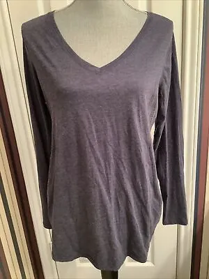 Motherhood Maternity Navy Cotton Blend V-Neck T-Shirt Top Long Sleeve Medium • $7.87