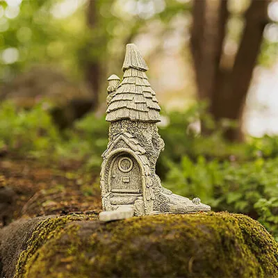 Fairy Castle Garden Ornament Stone Effect Distressed House Outdoor Decor Home • £11.99