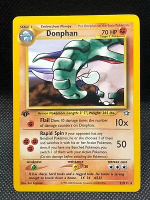 Donphan [NM] 1st Edition Rare Neo  Genesis Set - Pokemon Card - 21/111 1995-2000 • $19.95