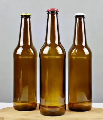 Glass Beer Bottles 500 Ml Glass & GOLD Crown Caps Home Brew Free P&P UK • £18.95