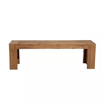 Solid Acacia Wooden Brown Bench Seat 58  Long Antique Brown Finish Bracket Legs • $347.85