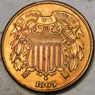 1865 Ddo Two Cent Piece Bold Motto Shield Wreath Fs-101/vp-001 Scarce Double Die • $284