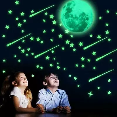 435Pcs Glow In The Dark Luminous Stars Moon Dot Wall Stickers Decals Room Decor • $7.58