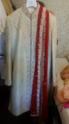 Asian/Indian/Pakistani Mens Embroidered Wedding Sherwani Suit Large Size  • £285.99