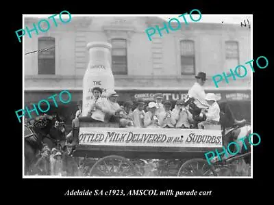 OLD HISTORIC PHOTO OF ADELAIDE SA AMSCOL MILK Co PARADE WAGON C1923 • $9.90