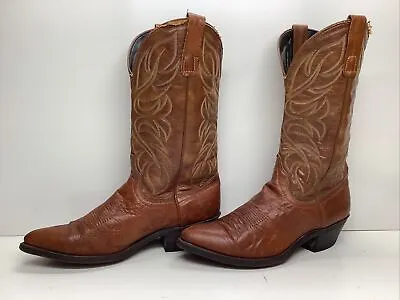 Vtg Mens Shepplers Cowboy Brown Boots Size 8 D • $26.99