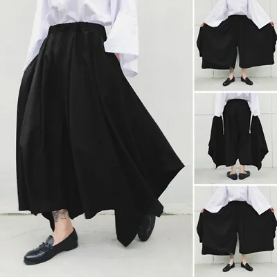 Men Baggy Party Dance Skirt Trousers Long Pants Crop Drop Crotch Solid Bottoms • £11.11