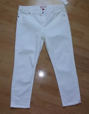 NWT Elle Paris White Denim Straight Skinny Ankle Stretch Jeans Spring Size 8 • $15.99