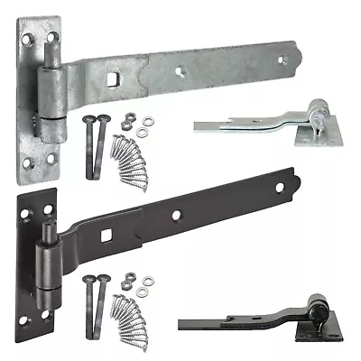 Gate Garage Hinges HEAVY Hook Band Cranked Stable Shed Barn Door +Fixings • £21.75