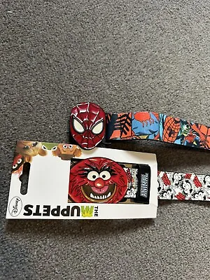 Disney Marvel Belts By Smith & Brookes X 2 Spider-Man Muppets Aged 3-6 Years Old • £8
