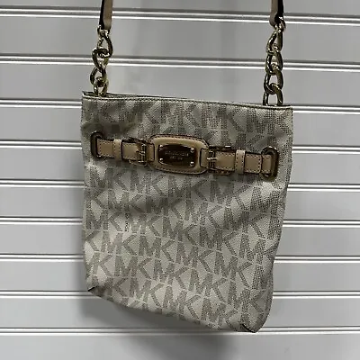 Michael Kors Crossbody Hamilton Bag Purse Handbag Beige Vanilla MK Logo • $39.99