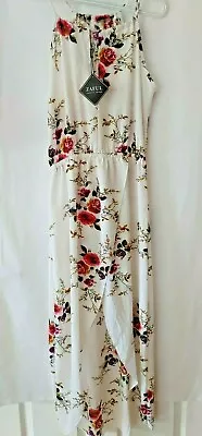 Zaful Maxi Dress Back Tie Close Side Criss Cross Split Floral Print M NEW #12150 • $19.90