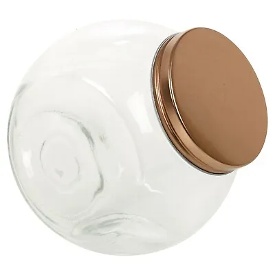 £10.99 • Buy 2 X 1.6L Glass Candy Storage Jar Container Airtight Food Canister Copper Lid