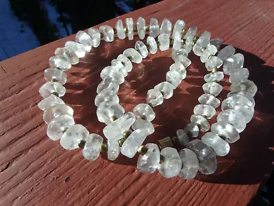 VTG Magnificent LARGE CHUNK CLEAR Rock Crystal QUARTZ STRAND NECKLACE 71 Pieces • $45