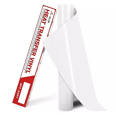 HTV Heat Transfer White Vinyl Roll PU 12 X 8FT-60FT Iron-on Vinyl T-shirt Cricut • $10.79