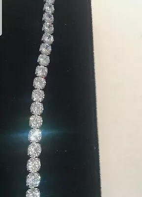 £36.01 • Buy 10 Ct Tennis Bracelet Sterling Silver Lab Created Diamond Women& Men 