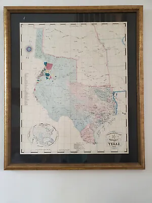 $150 • Buy Framed Commemorative Texas Republic Map C. 1845