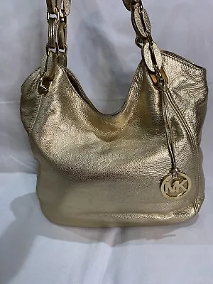 EUC Michael Kors Austin Gold Metallic Leather Large Satchel • $149.99